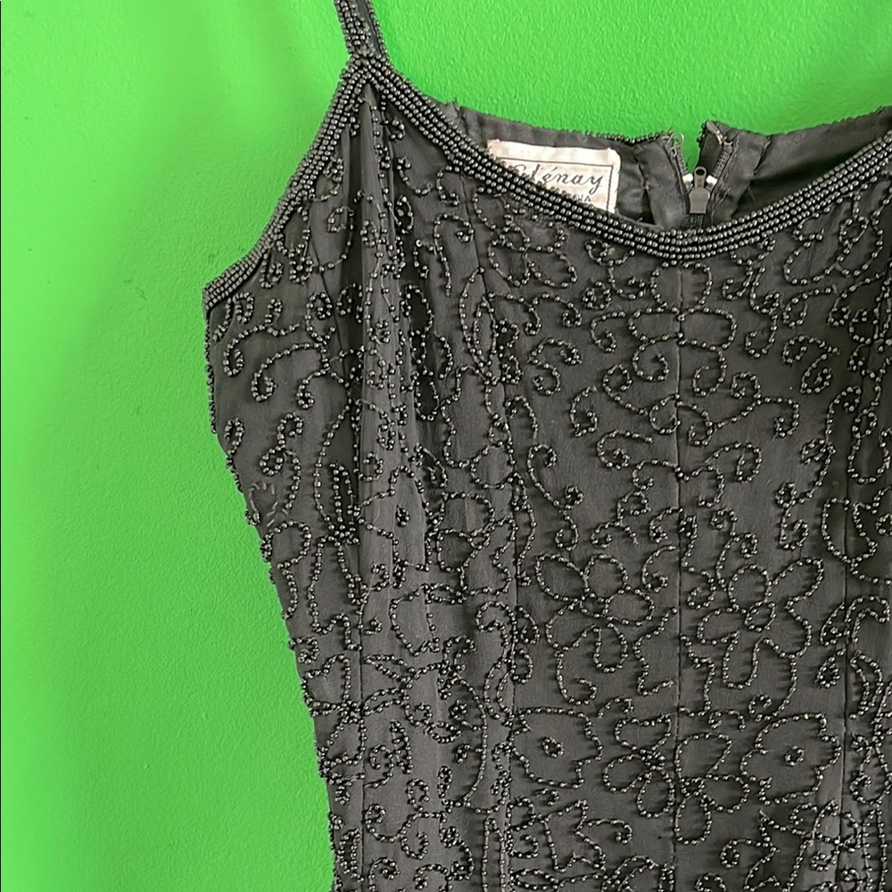 Vintage 90s/80s Sténay Handbeaded Silk Party Dress